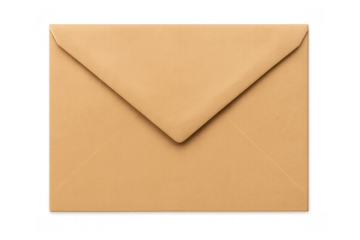 Brown closed envelope for shipping, mail, message, marketing, or business communication on a transparent background