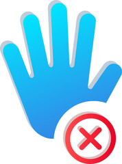 3D Access Denied Hand Stop Icon Isolated on Transparent Background