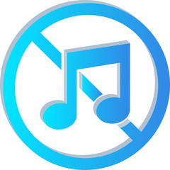 3D No Music Sound Disabled Icon Isolated on Transparent Background