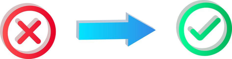 3D Status Change Approval Icon with Checkmark Isolated on Transparent Background