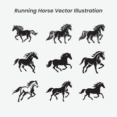 Running Horse Vector Illustration &ndash; Dynamic Speed and Power Animal Design