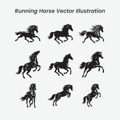 Running Horse Vector Illustration &ndash; Dynamic Speed and Power Animal Design