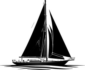 Sailing boat gliding swiftly across serene waters, a symbol of freedom and adventure, perfect for travel brochures and nautical themes, originally vector art © Teh