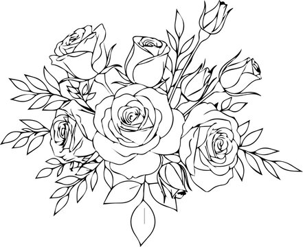 Elegant rose floral arrangement design element for sophisticated stationery, invitations, and delicate branding projects with a timeless touch
