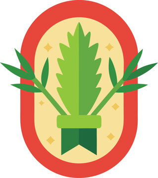 Jewish holiday sukkot lulav symbol with green leaves oval frame