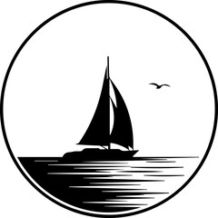 Elegant sailboat glides across shimmering ocean waves under vast sky, evoking freedom and adventure, perfect for nautical themes and travel inspiration. © Teh