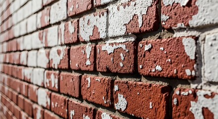Abstract Texture Background Pattern Design Wallpaper Surface Red Brick Wall White Peeling Paint Old Grunge Weathered Aged Industrial Urban Building Facade Exterior
