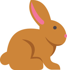 Simple and cute vector graphic of a brown rabbit resting peacefully, perfect for children's books or easter projects
