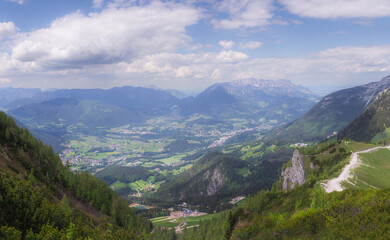 Fototapeta premium Mountain valley with tracks near Jenner mount in Berchtesgaden National Park