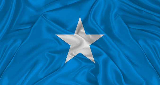 Somali flag with fabric texture. Realistic flag of Somalia waving, National flag
