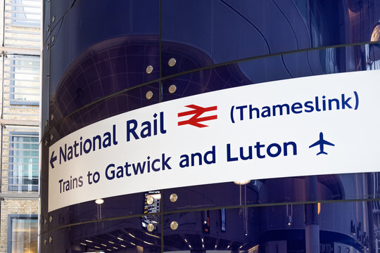 National Rail Thameslink Sign to Gatwick Airport. London, UK, 14 January 2024