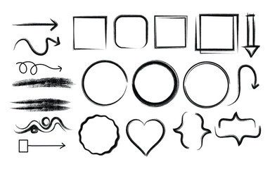 Collection of hand drawn shapes and lines for creative projects