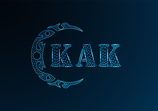 Low poly letter logo KAK design. KAK letter logo low poly vector design on blue color gradient background. KAK logo low poly design