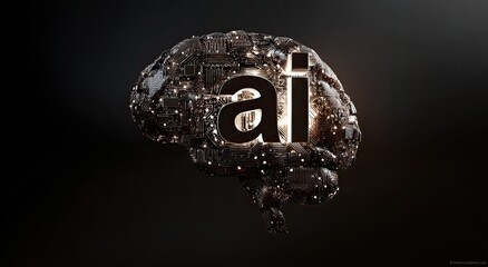 Futuristic AI brain with glowing circuits, symbolizing intelligence and technology