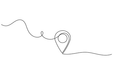 Obraz premium Minimalist One Line GPS Location Pin Drawing for Map Navigation
