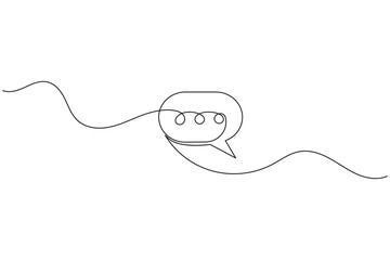 Obraz premium One Line Drawing of Chat Speech Bubble for Communication Concept
