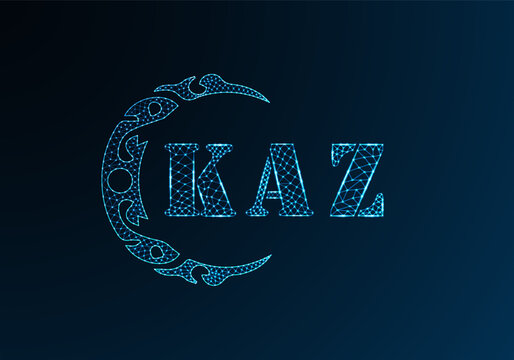 Low poly letter logo KAZ design. KAZ letter logo low poly vector design on blue color gradient background. KAZ logo low poly design