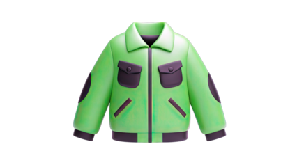 Green Bomber Jacket Isolated on White Background