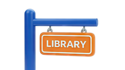 Library Sign Indicating Location, Isolated