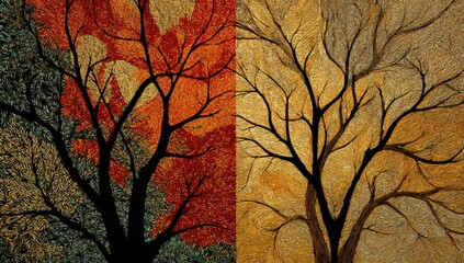 Autumn trees, abstract art