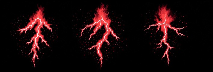 Three red lightning bolts against a black background.  Fiery, digital effect