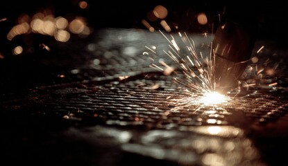 Industrial metal welding sparks