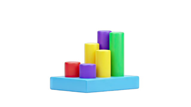 Colorful 3D Bar Chart Showing Growth on White - Powered by Adobe