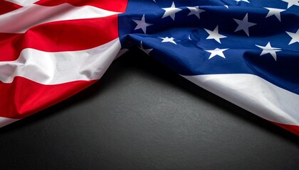 Draped American Flag &ndash; Patriotic Symbolism with Blue Field, Stars, and Stripes on Dark Textured Background
