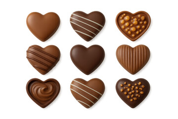 Fototapeta premium Heart shaped chocolate pralines on transparent background