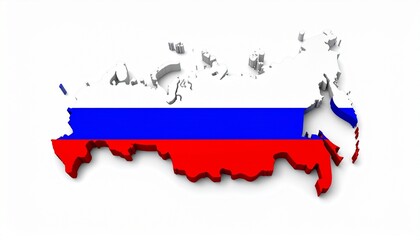Map of Russia with National Flag Colors &ndash; Geopolitical Symbolism in White, Blue, and Red