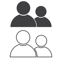 user icon set person profile contact people group team outline stroke social member partnership teamwork business human sign symbol web buttons flat vector illustration