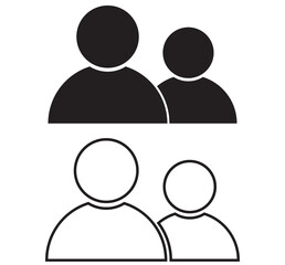 user icon set person profile contact people group team outline stroke social member partnership teamwork business human sign symbol web buttons flat vector illustration