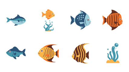 Collection of Colorful Tropical Fish Illustrations for Children's Books and Designs