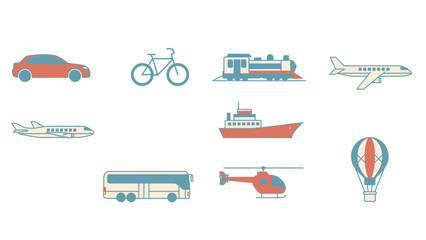 Diverse Transportation Vector Illustration Representing Different Modes of Travel Available