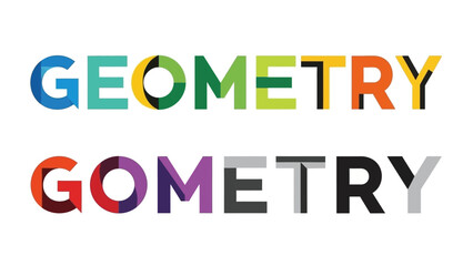 Colorful and grayscale word geometry concept design for educational purposes and vector graphics