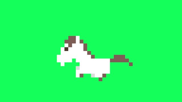 【午年】ドット絵の白馬の走りアニメーション【グリーンバック＆ループ】