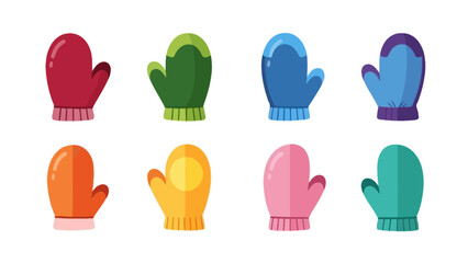 Colorful winter mittens set, a cozy and warm collection in vector format suitable for festive