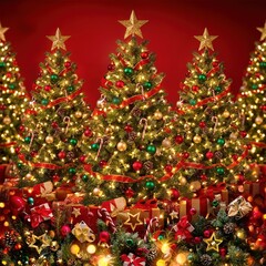 Christmas Tree With Ornament And Bokeh Lights