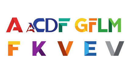 Colorful Geometric Alphabet Letters on a White Background, Design Concept Style, Symbol Set
