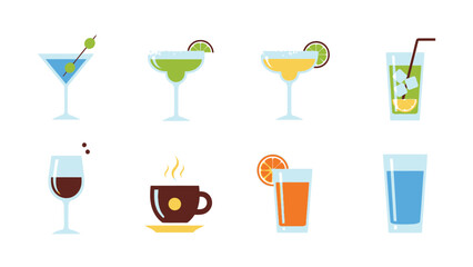 Diverse beverages in vector format offering a refreshing range of drink options for any occasion