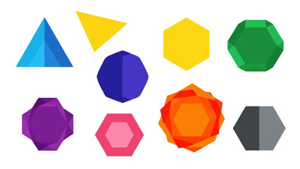 Geometric Shapes Illustration with Vibrant Colors and Modern Design Elements set vector