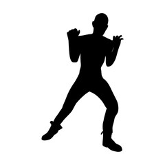 Attacking zombie monster silhouette. Spooky and scary character. Isolated on white background.