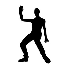 Cartoon zombie monster silhouette. Spooky and scary character. Isolated on white background.