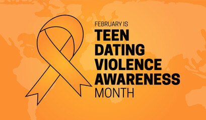 Teen Dating Violence Awareness Month is February Illustration with Ribbon