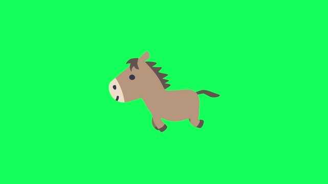 【午年】かわいいアニメ栗毛馬の走りアニメーション【グリーンバック＆ループ】