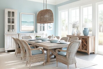 decor accents. Opt for a palette of whites, blues, and sandy neutrals, co