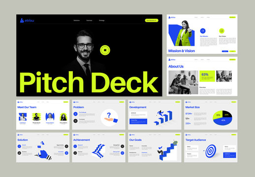 Modern Pitch Deck Presentation Template for Startup and Business Strategy
