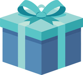 Obraz premium A blue gift box with a teal ribbon and bow