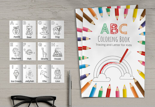 Kids ABC Coloring Book Alphabet Tracing Learning Template