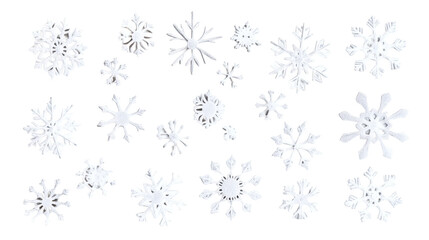 Merry Christmas wreath made of fir branches, white and silver decorations, sparkles and confetti on white background. Xmas and New Year holiday, bokeh, light. Flat lay, top view, wide banner